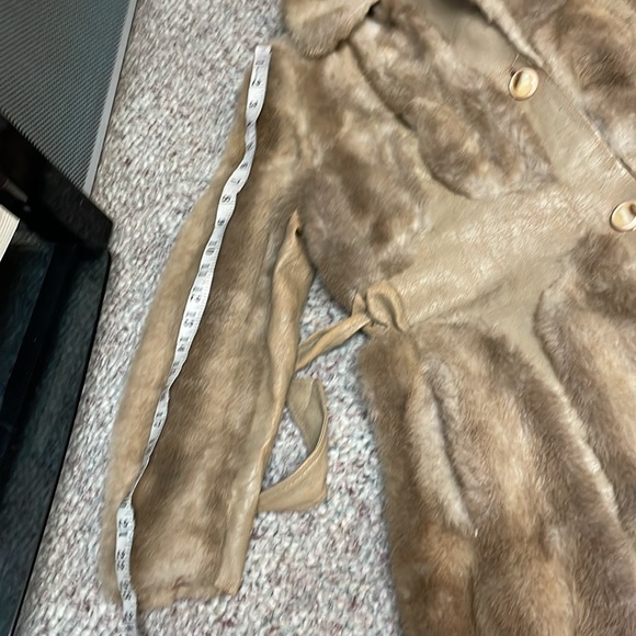 Vintage 70s faux fur vegan leather long belted coat - Picture 8 of 12